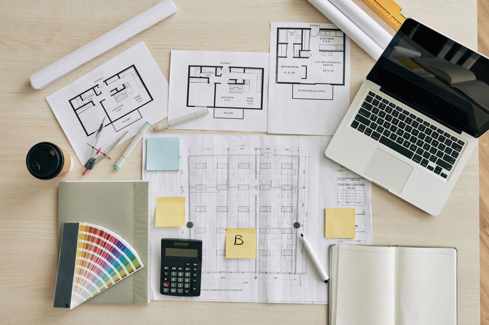 rivenditore con planimetrie colori progetti